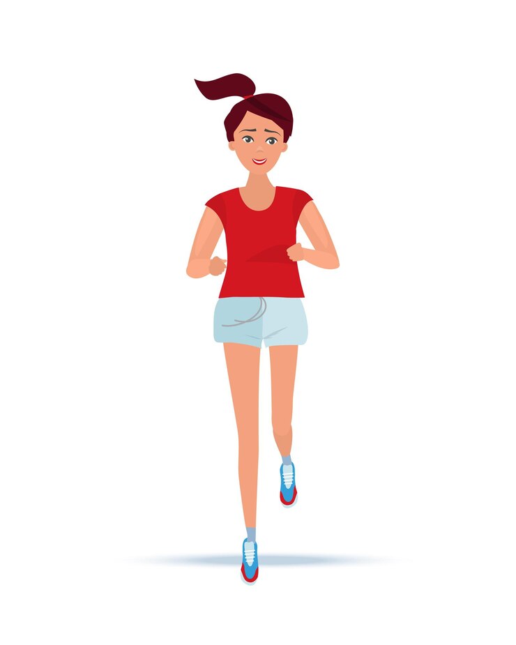 Vecteur fille en vêtements de sport d'été est engagée dans l'athlétisme sur piste