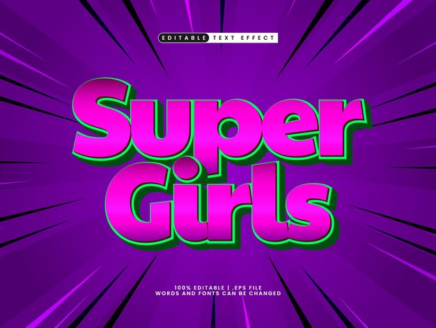 filles effet de texte super modifiable dans un style de texte simple et moderne