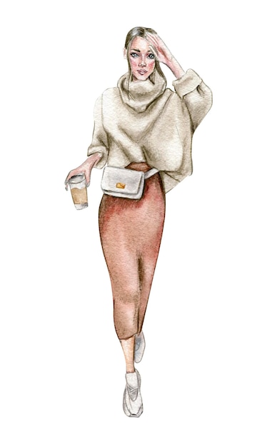 Vecteur filles de mode aquarelle