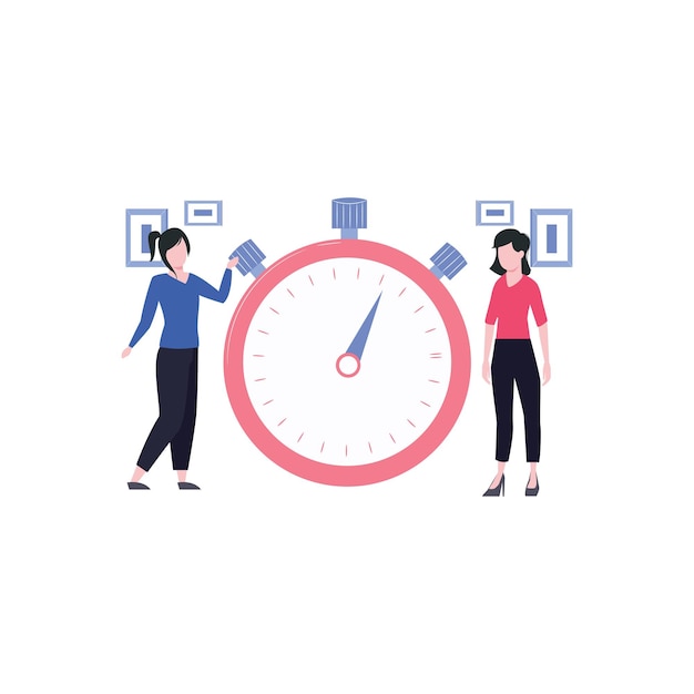 Les filles sont debout avec un chronomètre