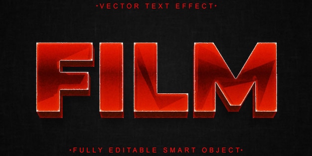 Vecteur film film rouge vecteur entièrement modifiable effet de texte objet intelligent