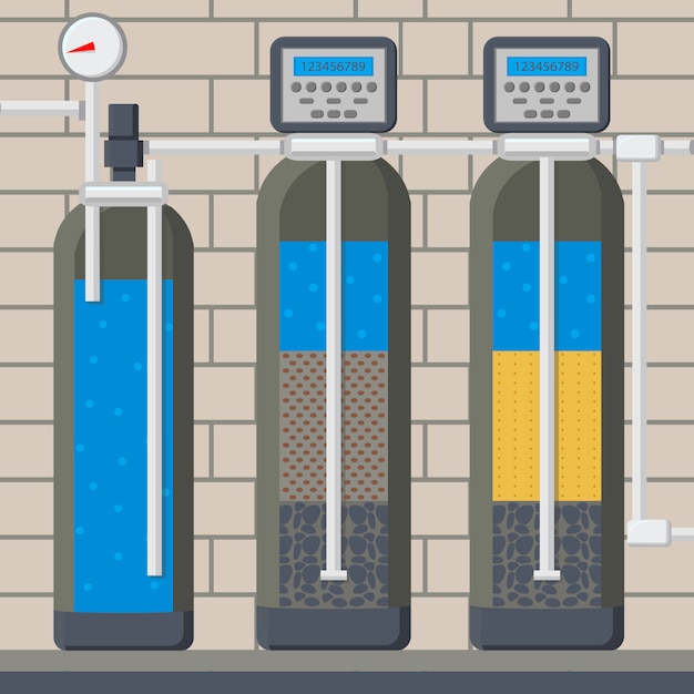 Vecteur filtre à eau en coupe cartoon illustration