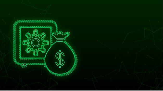 Les finances et les paiements de l'argent définissent l'illustration vectorielle de l'icône web de style néon