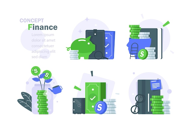 Vecteur finances personnellesinvesting plans set conceptsave investment strategy et retour sur investissement