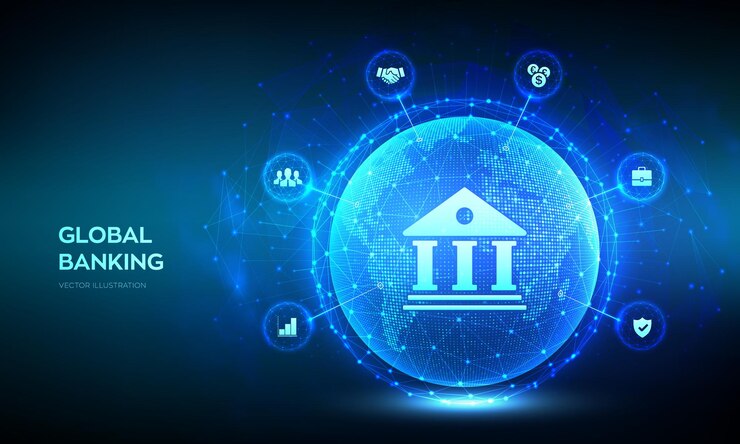 Finances et réseaux bancaires Connexion Internet mondiale aux affaires Planète Terre Globe
