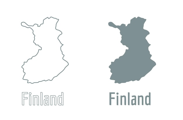 Finlande carte pays icône contour style et plat vecteur Silhouette