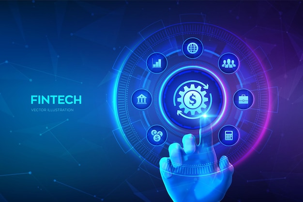 Fintech Technologie financière Banque en ligne et financement participatif Concept de paiement d'investissement d'entreprise