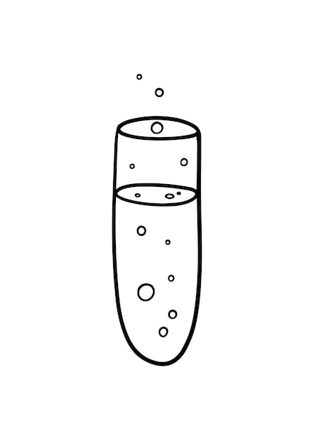 Fiole De Liquide Avec Des Bulles Pour Des Expériences Chimiques Doodle Coloriage De Dessin Animé Linéaire