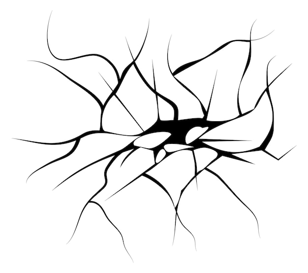 Vecteur fissures noires silhouette verre smash rupture fractures isolées sur fond blanc