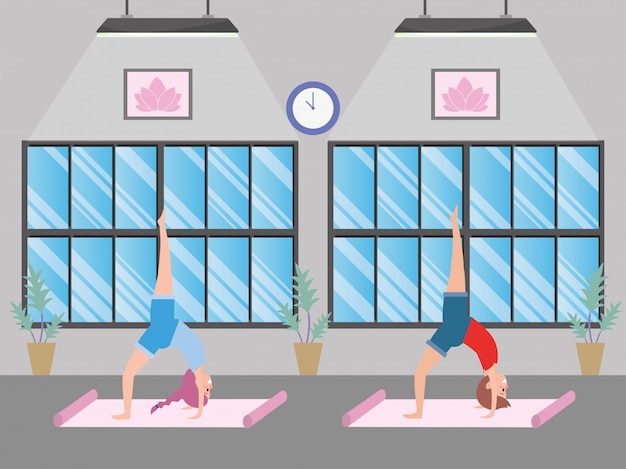 Vecteur fit couple pratiquant le yoga