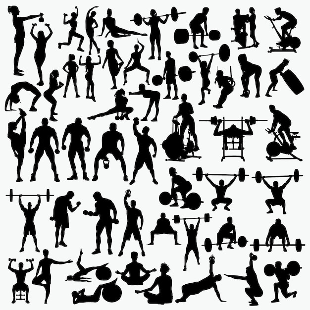 Vecteur fitness 1 silhouettes