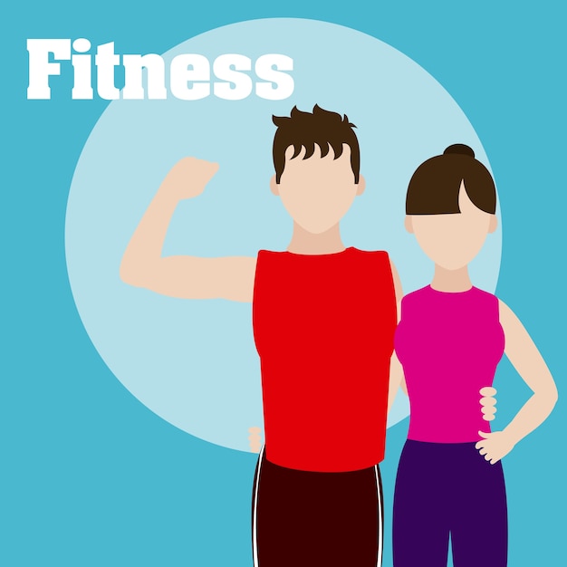 Fitness Couple Dessin Animé Vector Illustration Graphisme