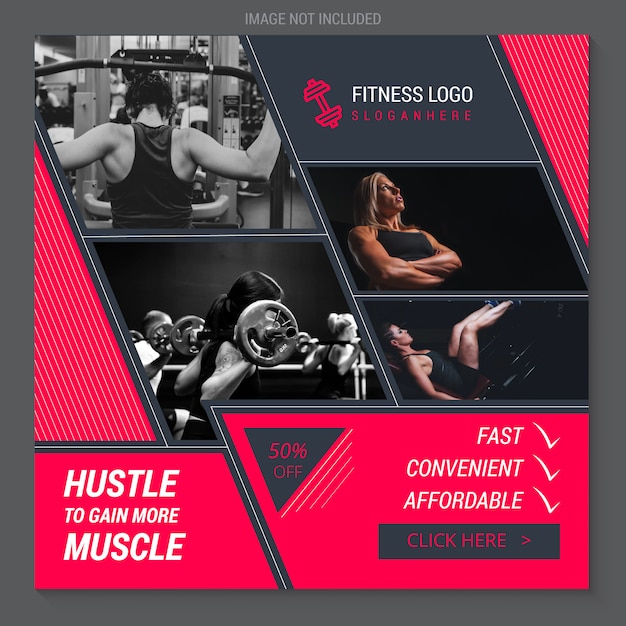 Vecteur fitness & gym instagram bannière