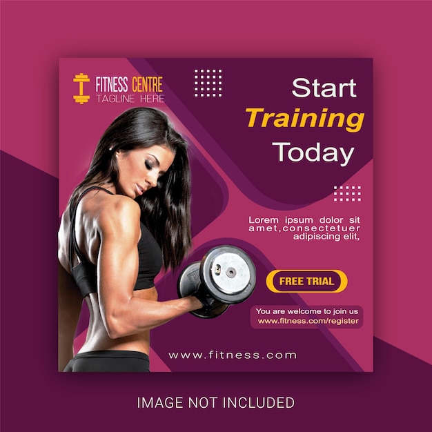 Fitness Gym Social Media Banner Post Template Vecteur