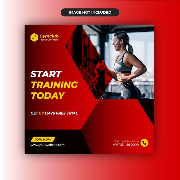 Fitness Gym Social Media Post Design Template Amp Bannière Web