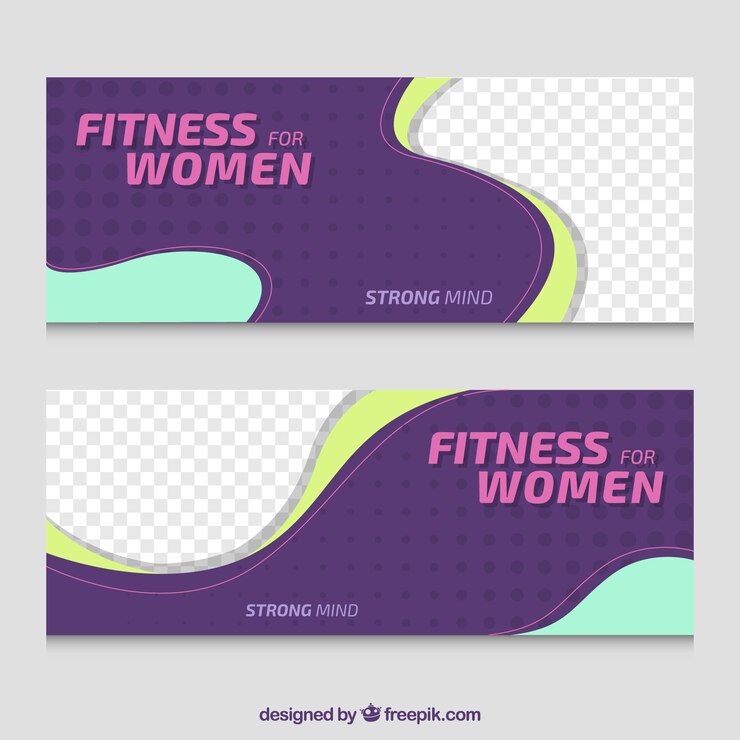Vecteur fitness pour les femmes bannières