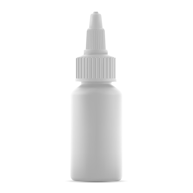 Flacon compte-gouttes nasal isolé. Conteneur de médicament liquide.