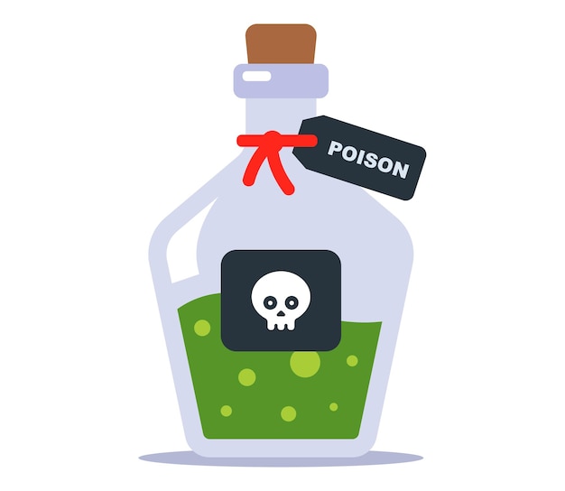 Flacon de poison vert empoisonnant une personne