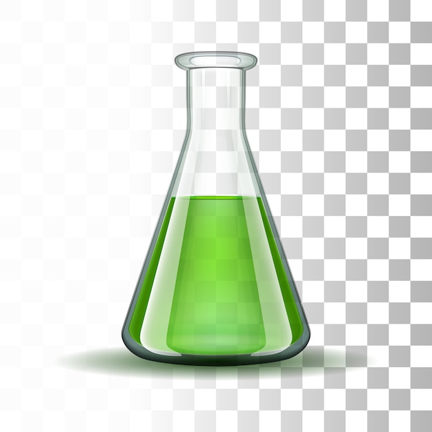 Flacon Transparent De Laboratoire De Chimie Avec Liquide Vert