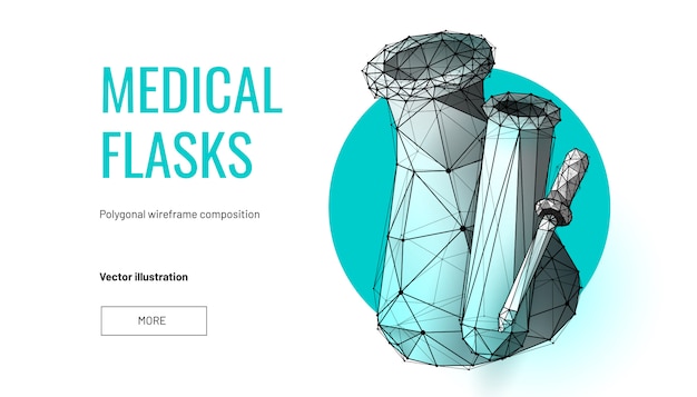 Flacons Médicaux. Filaire Low Poly