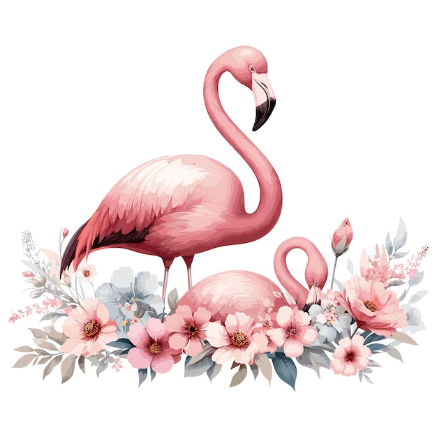 Vecteur flamingo drôle dans le style vectoriel isolé sur le blanc