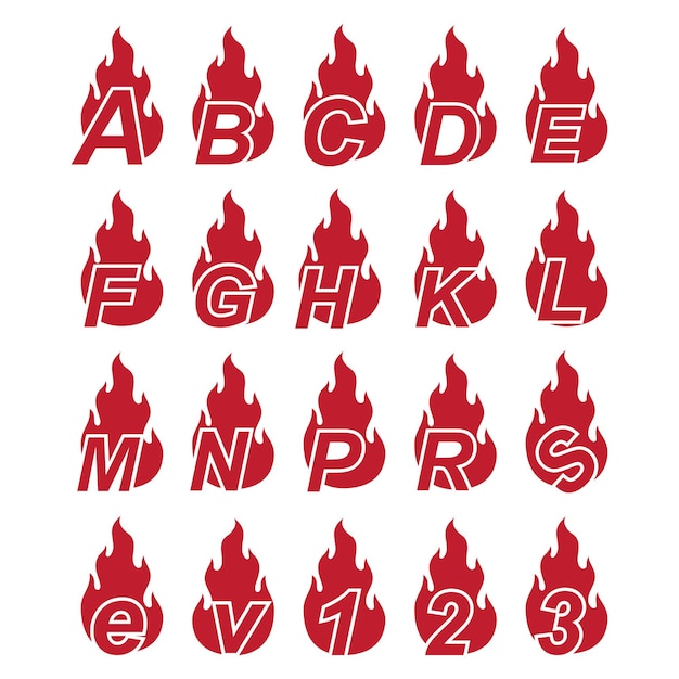 Flamme de feu avec logo alphabet