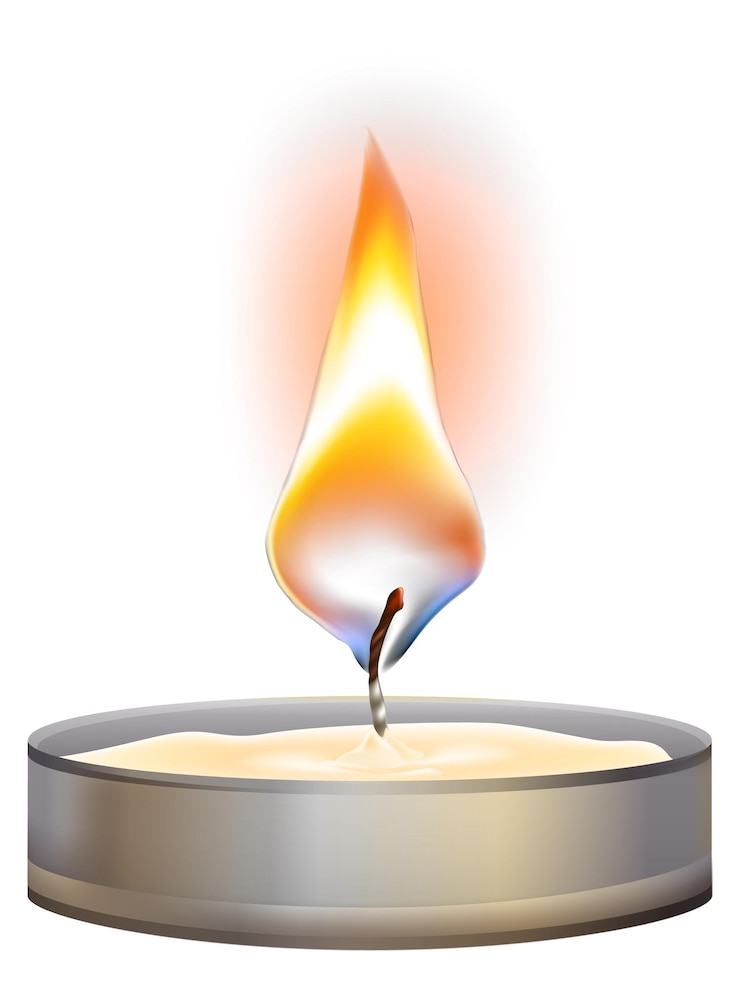 Vecteur flamme réaliste maquette de bougie décorative feu brûlant