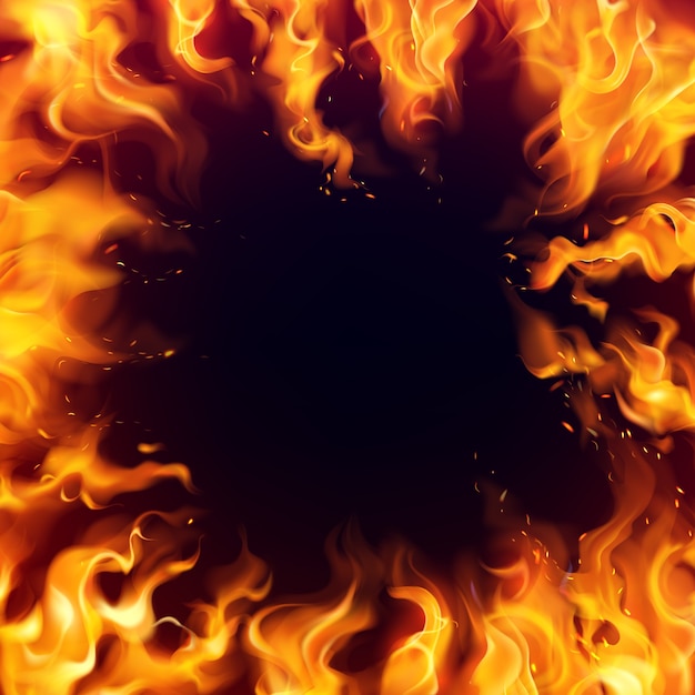 Flammes de feu et effets cadre réaliste