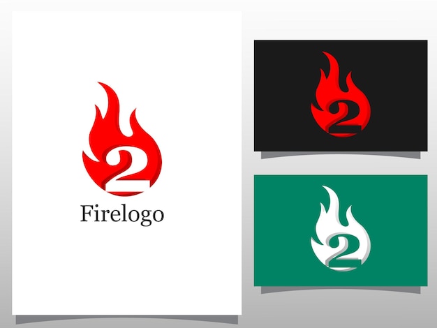 Flammes De Feu Avec Illustration Vectorielle De Logo Numéro 2