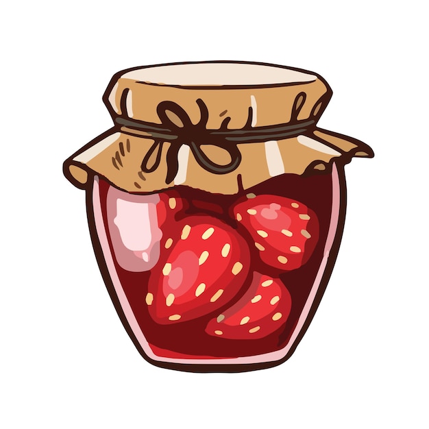 Flans De Confiture De Fraises Rouges Vector Illustration Style De Dessin Animé