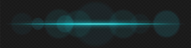 Flare d'objectif horizontal bleu avec une lueur circulaire douce sur un fond transparent Faisceau lumineux abstrait idéal pour les visuels sci-fi éléments HUD futuristes effets lumineux