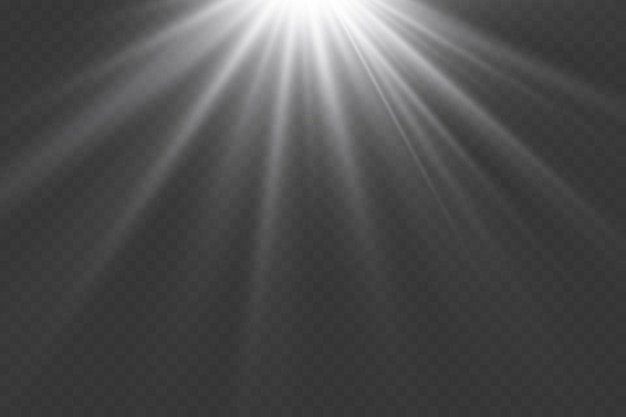 Flash blanc et explosion d'étoiles avec des rayons de lumière