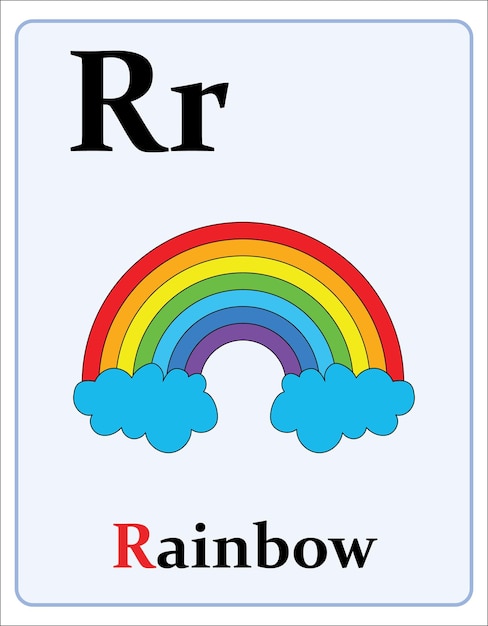 Flashcard Alphabet Avec Lettre R Pour Arc-en-ciel