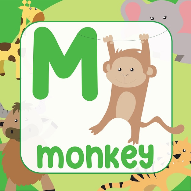 Flashcard Animal Mignon Pour Les Enfants. Prêt à Imprimer. Carte éducative Pour Le Préscolaire. Fichier Vectoriel.