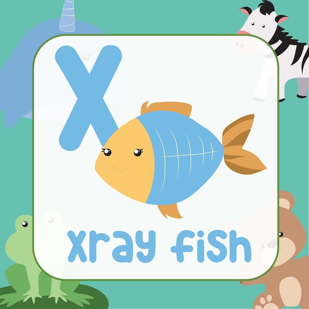 Flashcard animal mignon pour les enfants. Prêt à imprimer. Carte éducative pour le préscolaire. Fichier vectoriel.