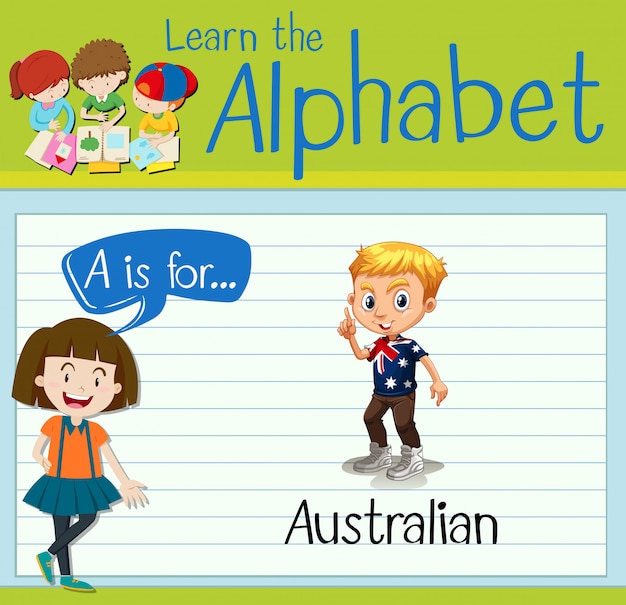 Vecteur flashcard lettre a est pour l'australien