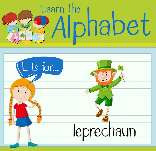 Flashcard Lettre L Est Pour Leprechaun