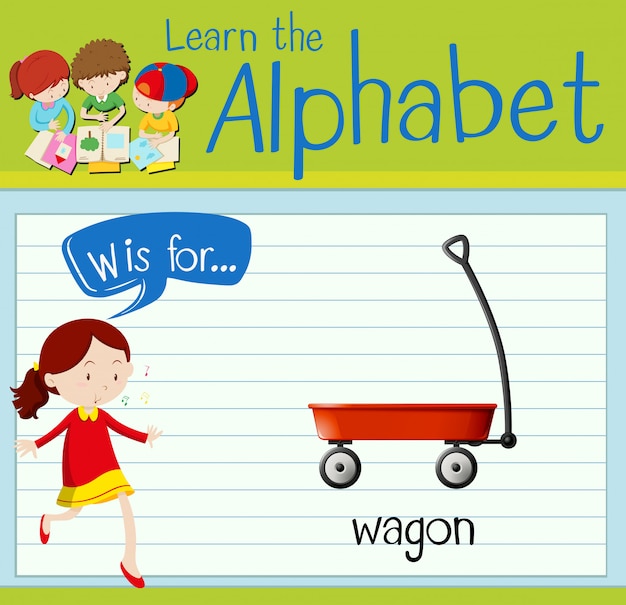 Flashcard Lettre W Est Pour Wagon