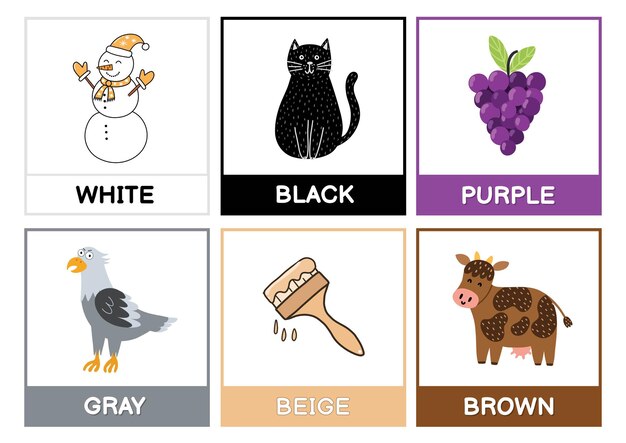 Flashcards Avec Illustration Des Couleurs Principales