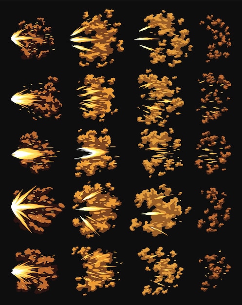 Flashs D'armes à Feu Ou Animation De Coups De Feu Collection D'effet D'explosion De Feu Pendant Le Tir Avec L'arme à Feu