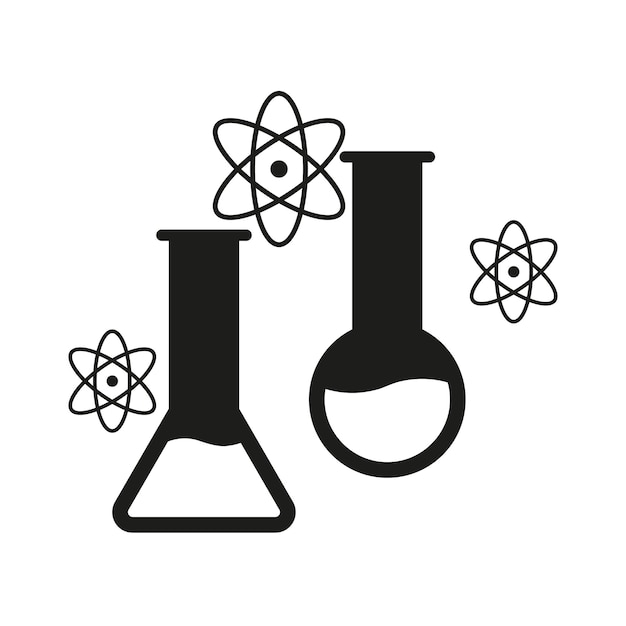 Vecteur flasques de chimie et symboles de structure atomique concept de science et de recherche