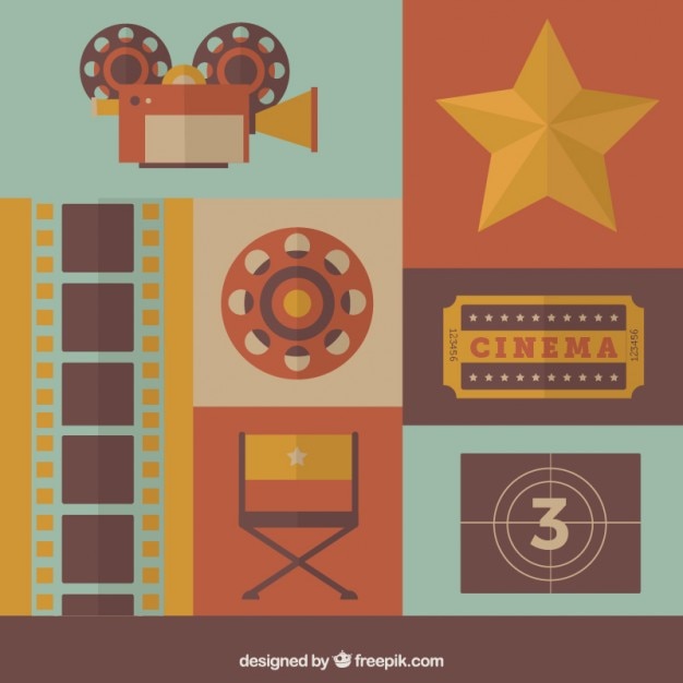 Vecteur flat accessoires de films pack