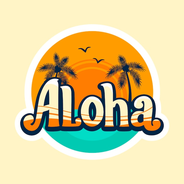 Vecteur flat aloha text illustration