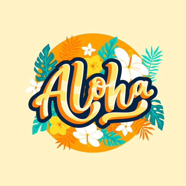 Vecteur flat aloha text illustration