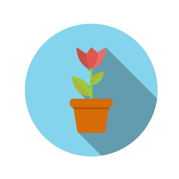 Flat Design Concept Fleur En Pot Vector Illustration Avec Ombre Portée. Eps10