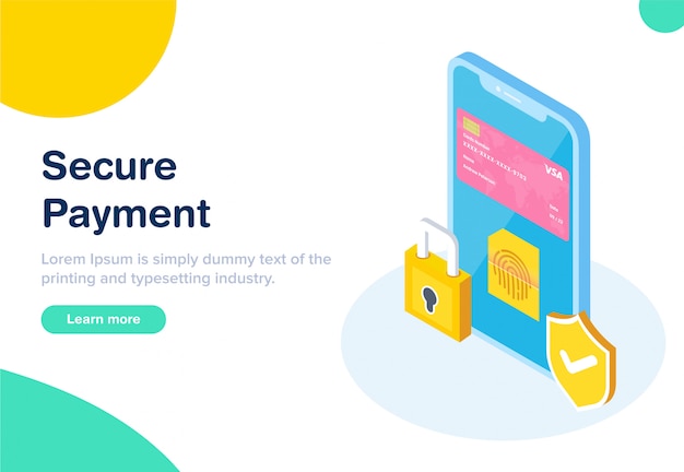 Flat Design Isometric Paiement Sécurisé