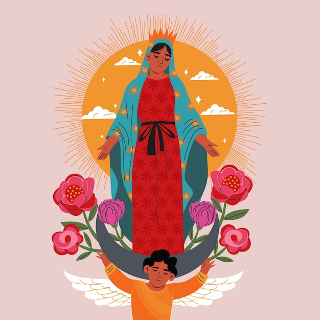 Flat Dia De La Virgen De Guadeloupe Illustration