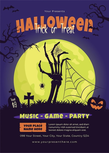 Flayer de médias sociaux sur le thème d'Halloween