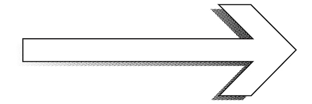 flèche blanche et bordure noire avec des ombres de demi-ton ou de points sur un fond blanc