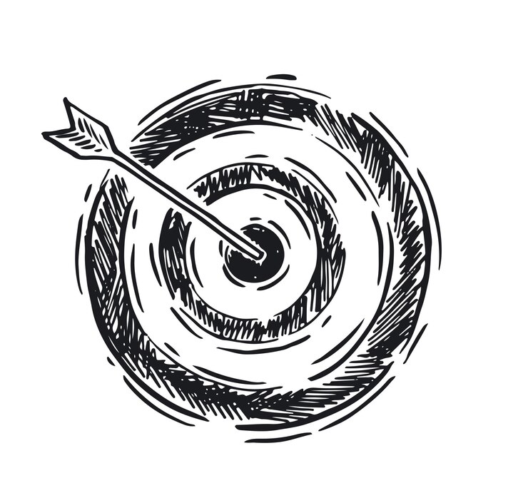 Vecteur flèche cible illustration dessinée à la main